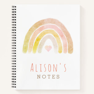 Muted Rainbow Watercolor White Notebook