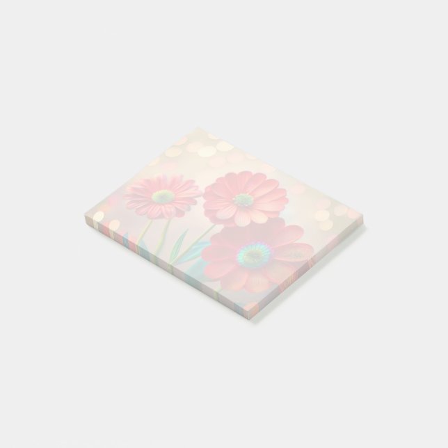 Muted Red Daisy Flowers Post-it Notes (Angled)
