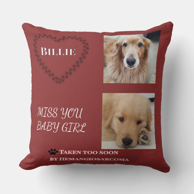 Muted Red Forever Heart Tribute Cushion (Front)