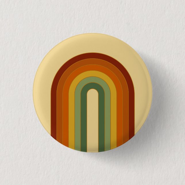 Muted Retro Groovy Layered Rainbow  3 Cm Round Badge (Front)