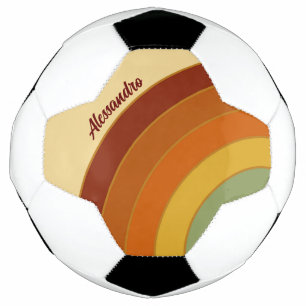 Muted Retro Layered Groovy Rainbow Name   Football