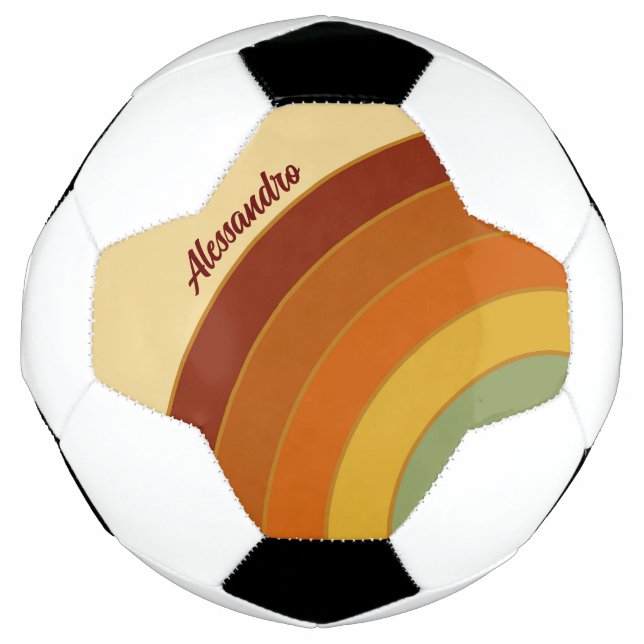 Muted Retro Layered Groovy Rainbow Name   Football (Front)