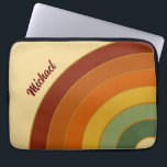 Muted Retro Layered Groovy Rainbow Name  Laptop Sleeve<br><div class="desc">Retro rainbow design. Rainbow layers in muted colours,  orange,  red and green. Groovy retro seventies rainbow gifts,  home decor.</div>