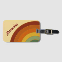 Muted Retro Layered Groovy Rainbow Name