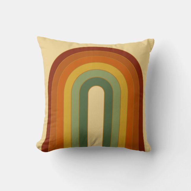 Muted Retro Rainbow Beige Cushion (Front)