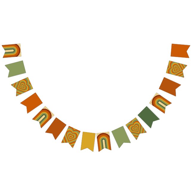 Muted Retro Seventies Groovy Rainbow Heart Bunting (All)