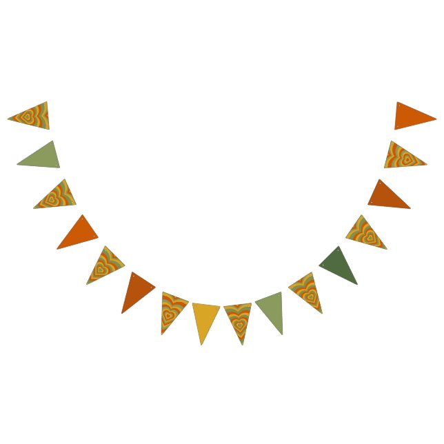 Muted Retro Seventies Groovy Rainbow Heart  Bunting (All)