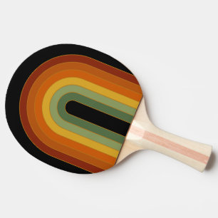 Muted Retro Seventies Rainbow Black Ping Pong Paddle