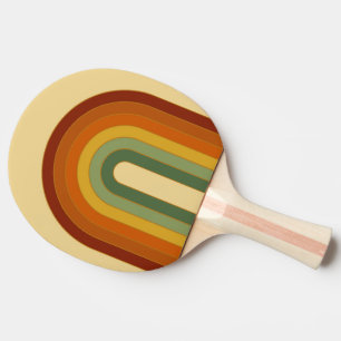 Muted Retro Seventies Rainbow Summer Ping Pong Paddle