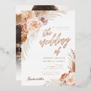 Muted Rose Pampas Terracotta Boho Photo Wedding