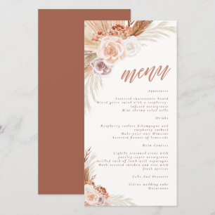 Muted Rose Pampas Terracotta Boho Wedding Menu