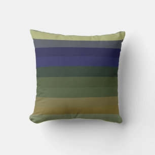 Muted Sage Blues & Olive Green Stripes  Cushion