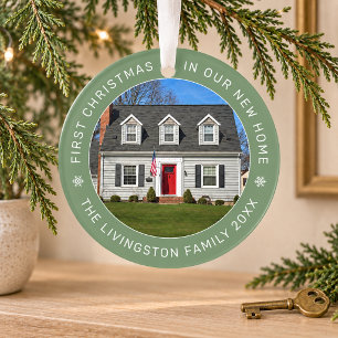 Muted Sage Circle First Christmas New Home Ornament