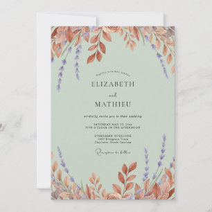 Muted Sage Copper Foliage Eucalyptus Wedding Invitation