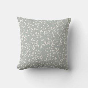 Muted Sage Green and Cream Botanical Vine Pattern Cushion