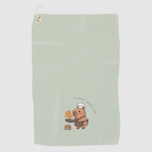 Muted Sage Green Capybara Father's Day Birthday Golf Towel