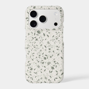 Muted Sage Green Floral Botanical Pattern on Light