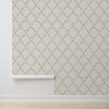 Muted Sage Green Floral Trellis Block Print