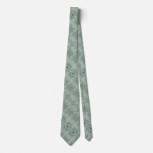 Muted Sage Green Slate Grey Soft Pastel Pattern Tie