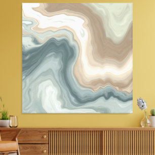 Muted Soft Blue Green Brown Abstract Coastal Print