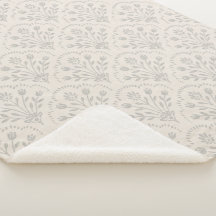 Muted Soft Grey Floral Scallop Block Print