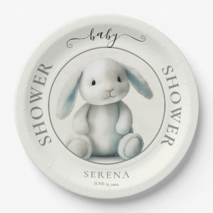 Muted Stuffed Bunny BABY SHOWER Paper Plate