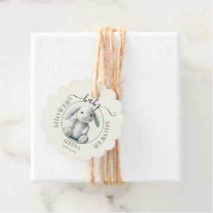 Muted Stuffed Bunny BABY SHOWER Round Favour Tags