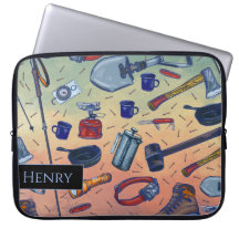 Muted Sunrise Camping Gear Pattern