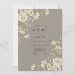 Muted Taupe Petal Wedding Invitation