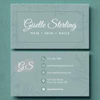Muted Teal Floral Line Art with Modern Script