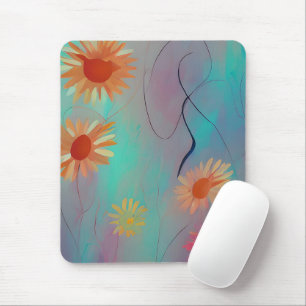 Muted tones abstract sunflowers mouse mat