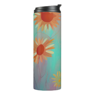 Muted tones abstract sunflowers thermal tumbler
