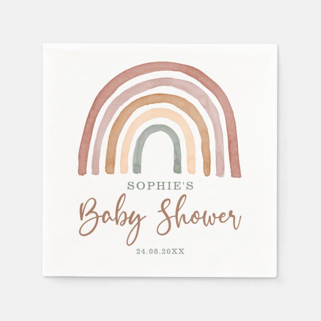 Muted Tones Boho Rainbow Baby Shower Napkin (Front)