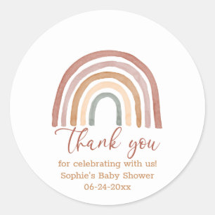 Muted Tones Boho Rainbow Thank You Classic Round Sticker