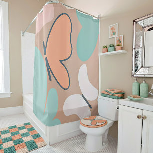 Muted tones butterflies minimalist art shower curtain