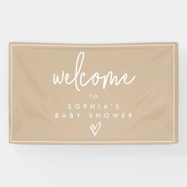 Muted Tones Minimalist Boho Baby Shower Welcome Banner (Horizontal)