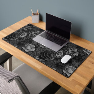 Muted Tones of Gray Floral  Desk Mat
