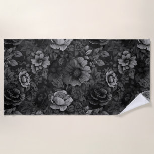 Muted Tones of Grey Floral  Beach Towel