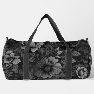 Muted Tones of Grey Floral  Duffle Bag