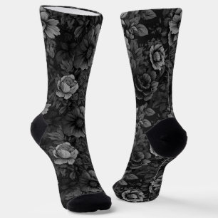Muted Tones of Grey Floral Socks