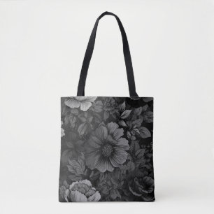 Muted Tones of Grey Floral  Tote Bag