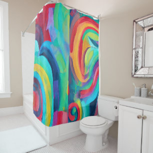 Muted tones rainbow swirls shower curtain