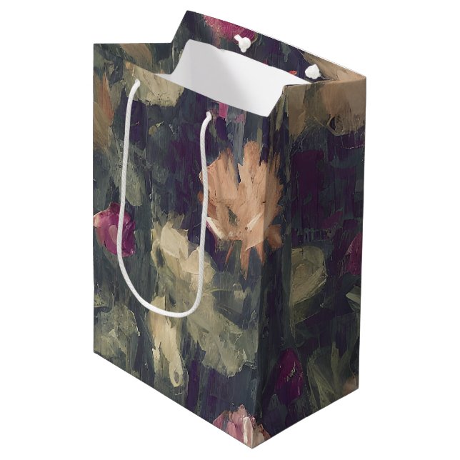 Muted tones vintage floral medium gift bag (Front Angled)