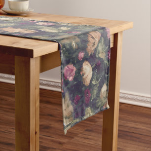 Muted tones vintage floral short table runner