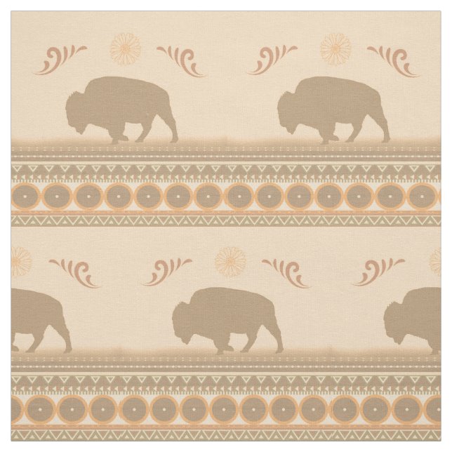 Muted tribal Bison Fabric (Swatch)