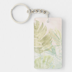 Muted Tropical Leaves Key Ring