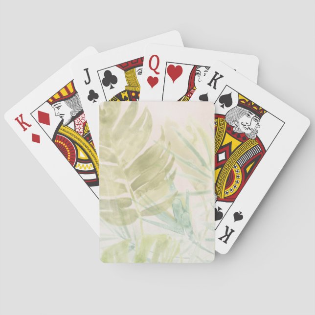 Muted Tropical Leaves Playing Cards (Back)