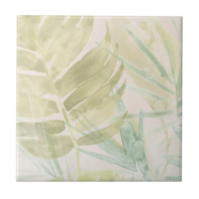 Muted Tropical Leaves Tile (Front)