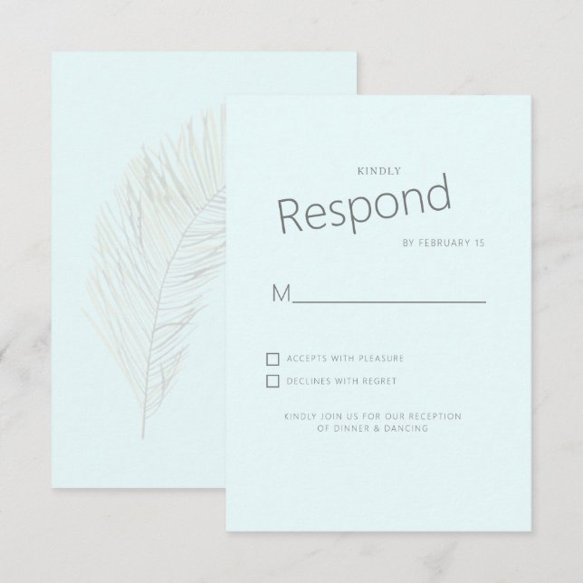 Muted Tropical Palm Ice Blue II Wedding RSVP (Front/Back)