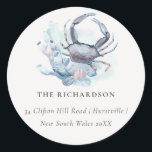 Muted Underwater Crab Coral Nautical Address Label<br><div class="desc">If you need any further customisation please feel free to message me on yellowfebstudio@gmail.com.</div>